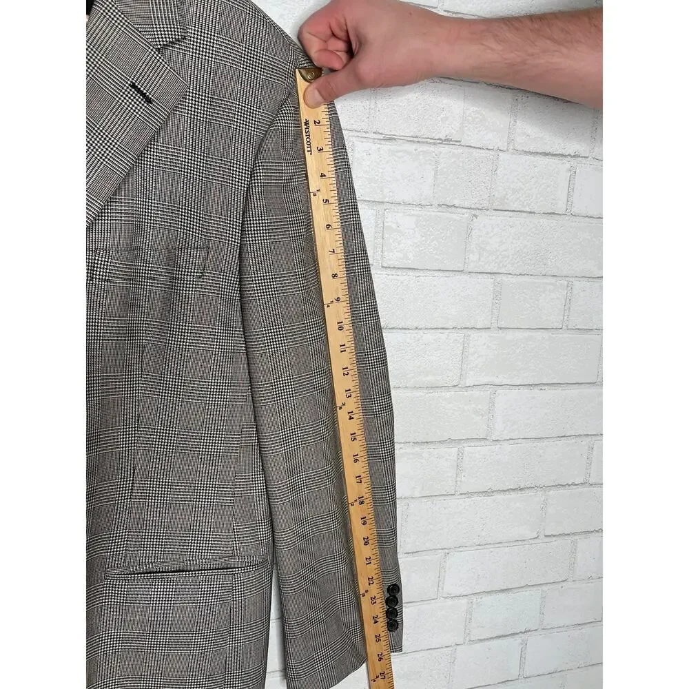 Brooks Brothers 346 Big & Tall 44L 100% WOOL Gray PLAID 3 Button Blazer Jacket